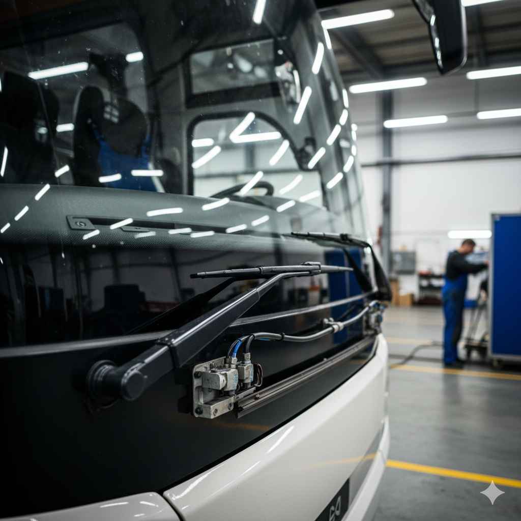 Sistema limpiaparabrisas para buses